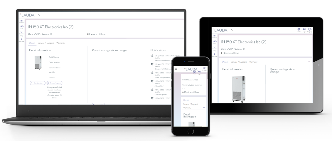 LAUDA.LIVE auf unterschiedlichen Endgeräten.